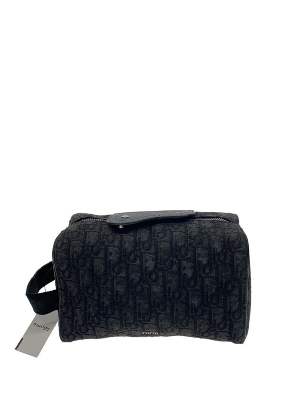 Christian Dior Clutch Bag Canvas Black Oblique